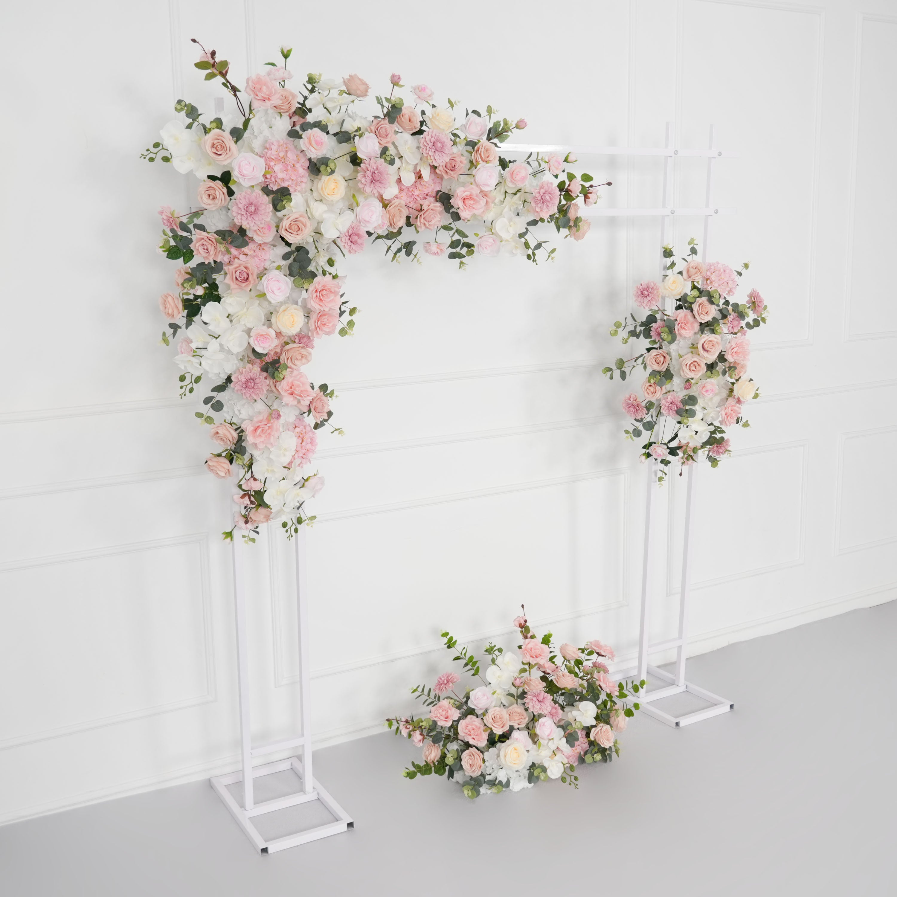 Uflower Wedding Backdrop Pink Rose Green Leaf Floral Arrangement